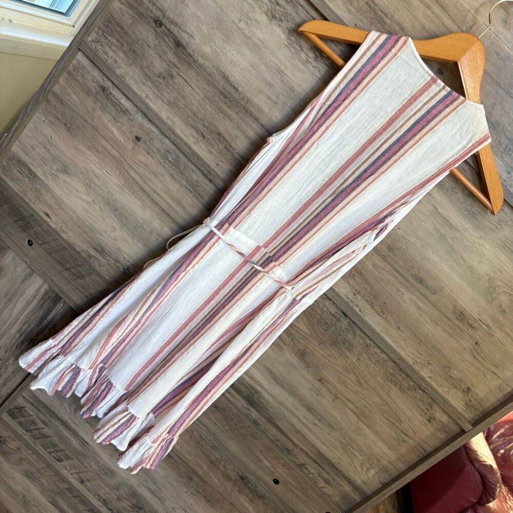 Rails Wrap Dress XS Madison Jewel Stripe Linen Luxury Coastal Artsy Preppy Retro - Picture 4 of 13